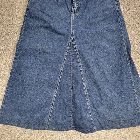 Riva Karen Jeans Skirt Womens L Blue Denim A Line Rodeo Western Casual Pockets - Picture 10 of 16